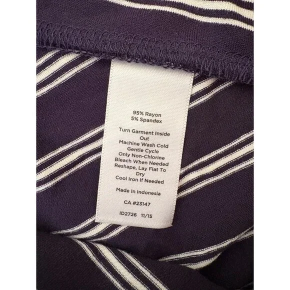 Talbots Navy Nautical Striped Pull on Skirt Maxi Length Size Small - Picture 7 of 9